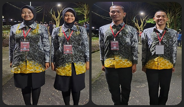 Dari kiri ke kanan: Nazwa Aquylla Dwi Hariyadi (SMAN 1 Kelumpang Hilir), Rizka Ratu Aulia (MAN Kotabaru), Aryadinata Al Barra’a Harrly (SMAN 2 Kotabaru), dan Muhammad Rizki Fajar (SMAN 1 Kelumpang Hilir).